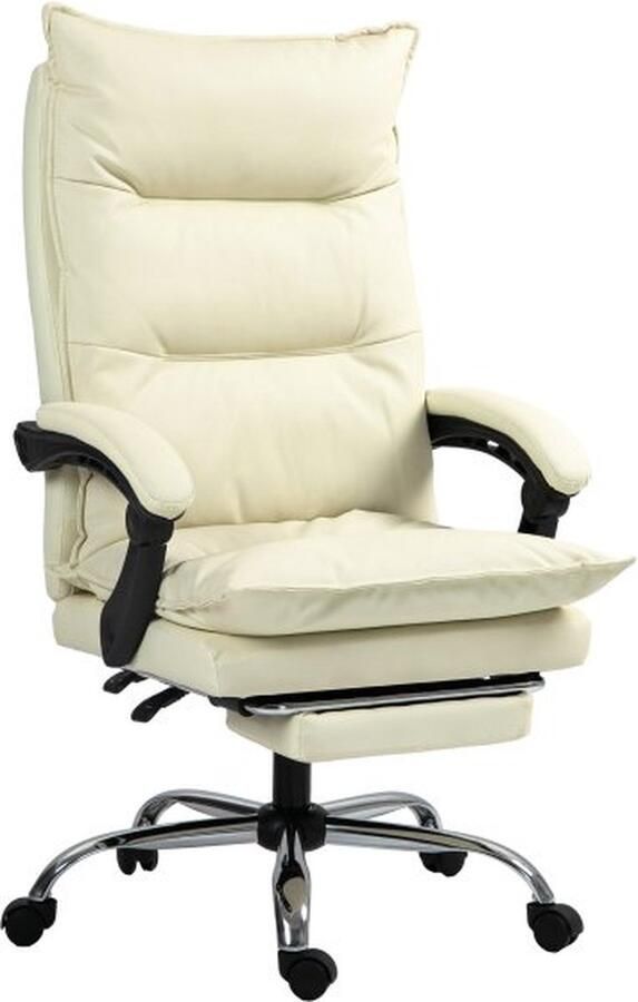 ZAZA Home vinsetto-bureaustoel-ergonomisch-in-hoogte-verstelbaar-155-kantelbaar-met-ligfunctie-en-voetensteun-in-beige-voor-comfortabel-werken