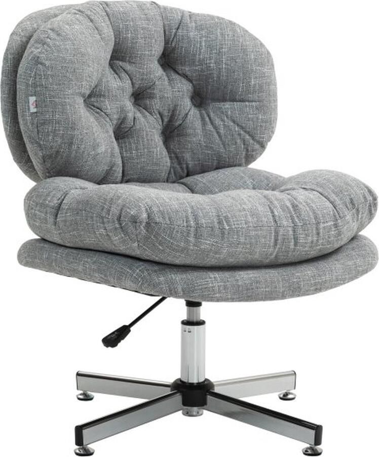ZAZA Home kantoorstoel-ergonomische-bureaustoel-met-kantelmechanisme-zacht-en-gevoerd-zitvlak-in-hoogte-verstelbare-draaistoel-met-linnen-look-voor-thuiskantoor-grijs