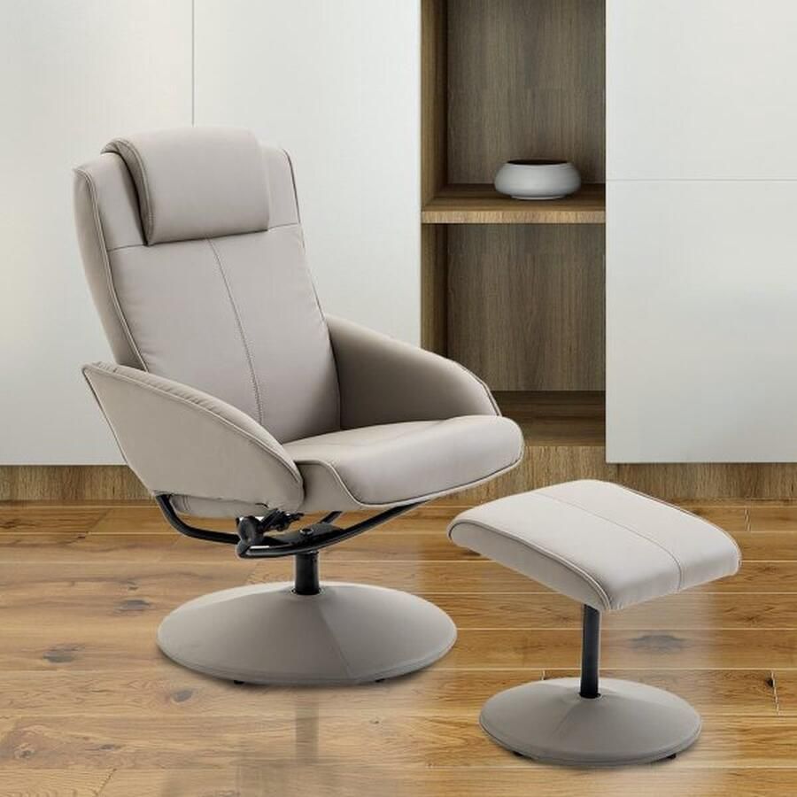 ZAZA Home Ontspan leunstoeltelevisie Fauteuil ARM ARMCHAIER 360 ° roteerbaar met voetsteun grijs L78 × B71 × H101 cm