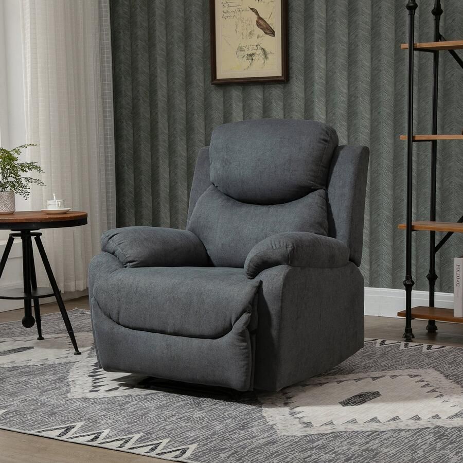 ZAZA Home Ontspan leunstoel televisie -fauteuil met leugenfunctie ruststoel liggende stoel met linnen look tv -fauteuil tot 150 kg veerkrachtig