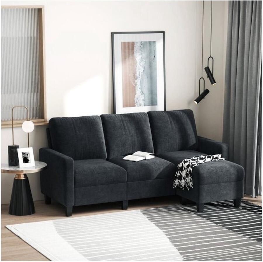 ZAZA Home Hoekbank – ComfortLiving Comfortabel zitgedeelte Omkeerbare chaise longue Donkergrijs