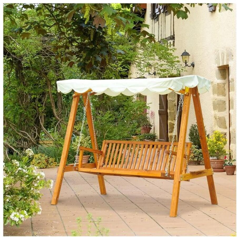 ZAZA Home Houten schommelbank Hollywoodschommel voor 3 personen in de tuin