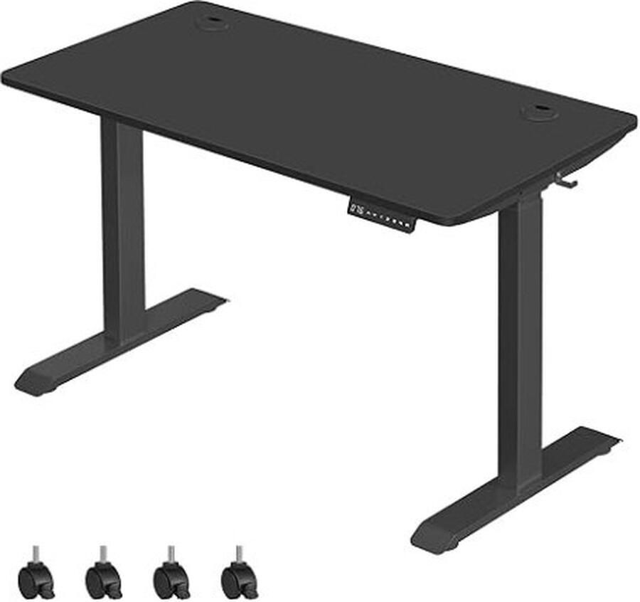 ZAZA Home In hoogte verstelbaar bureau elektrisch 60 x 120 cm tafeloppervlak dubbele motor traploos verstelbaar geheugenfunctie met 4 hoogtes oprijbescherming zwart