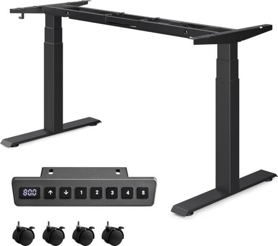 ZAZA Home In hoogte verstelbaar elektrisch bureau tafelframe dubbele motor 3-weg telescopische poten geheugenfunctie met 4 hoogtes zwart