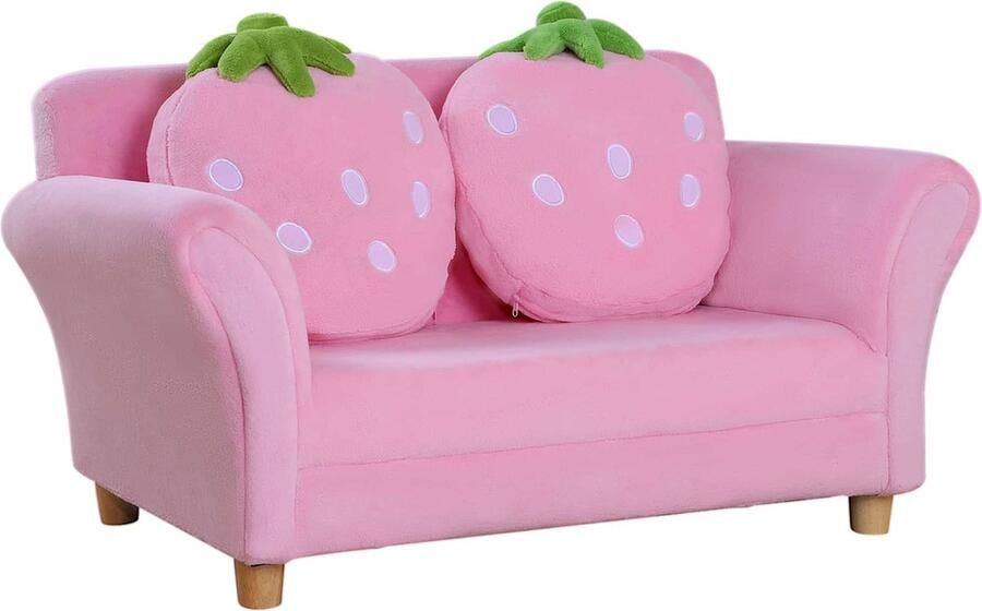 ZAZA Home Kinderbank Kinderfauteuil Sofa Bank Kinderstoel Kinderkamer Zachte Bank Tweezitsbank Eenzitsbank (Aardbeienbank)