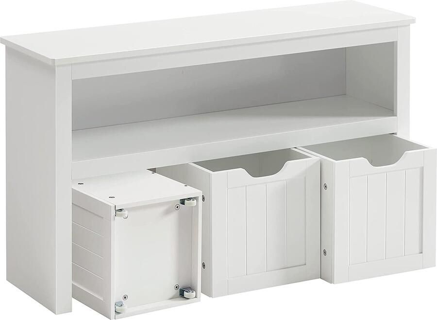 ZAZA Home Kinderplank Speelgoedopberger Voor Kinderen Opbergkast Speelgoedkast Opbergbox Met Wieltjes Speelgoedplank Voor Kinderkamer 102 X 30 X 60 Cm Wit