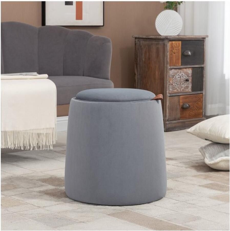 ZAZA Home Kruk Opbergruimte Gestoffeerde voetsteun Grijs