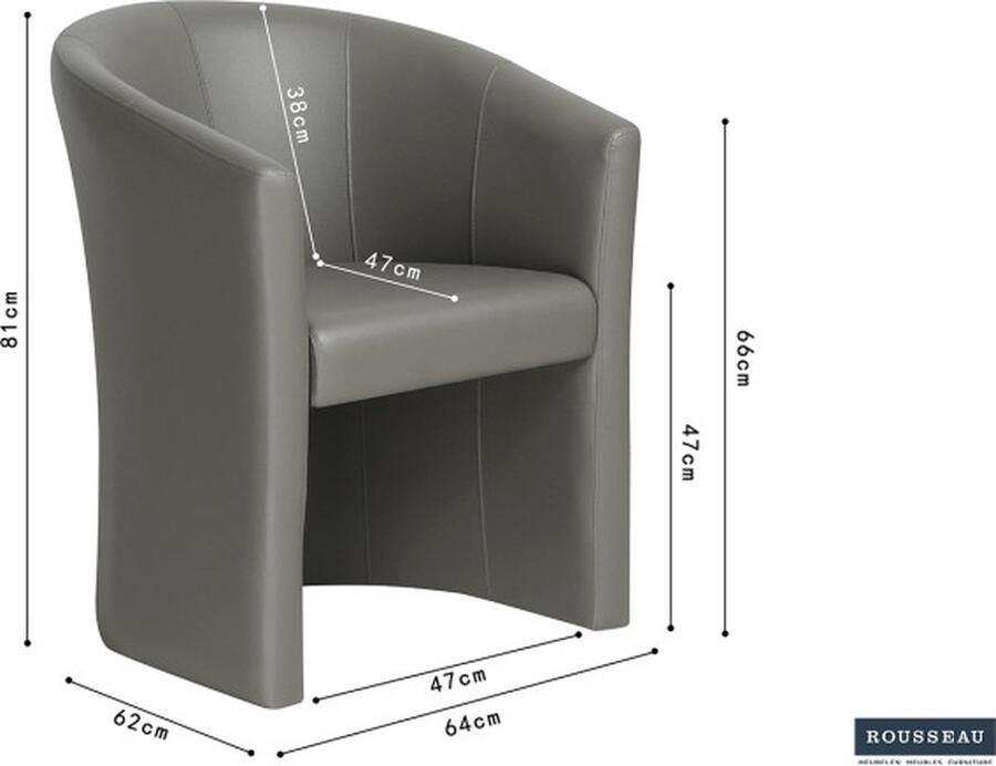 ZAZA Home Kuipstoel 'Charlie' PU Taupe Structuur spaanderplaat en bekleding PU - Foto 2