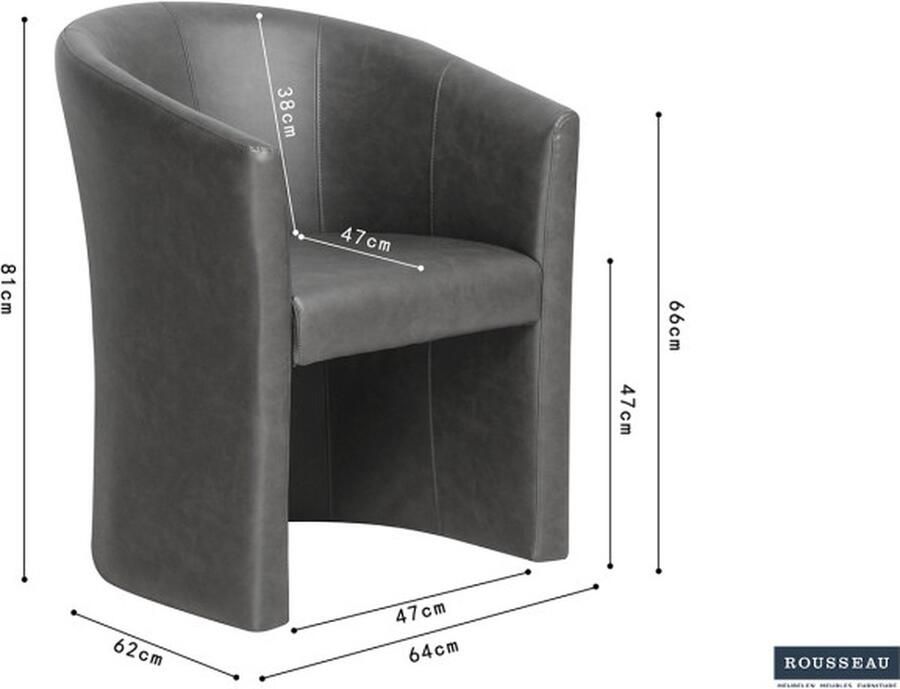 ZAZA Home Kuipstoel 'Charlie' Vintage PU Donkergrijs Structuur spaanderplaat en bekleding PU - Foto 2