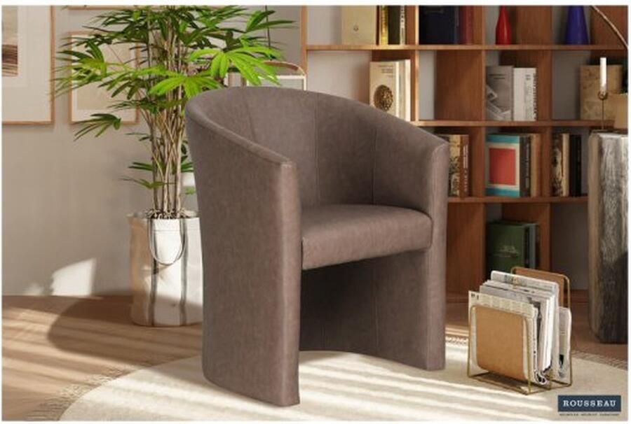 ZAZA Home Kuipstoel 'Charlie' Vintage PU Lichtbruin Structuur spaanderplaat en bekleding PU