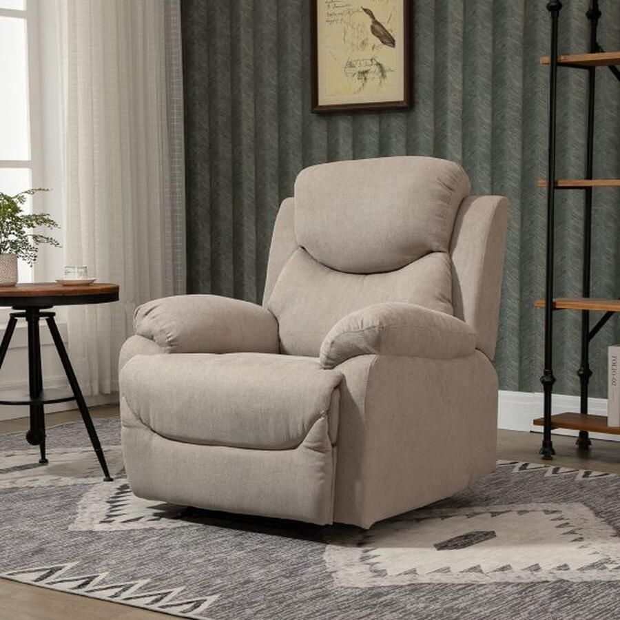 ZAZA Home Ontspan fauteuil single -Ifa Lounger 150 ° slopbar televisie leunstoel linnen beige 97 x 96 x 105 5 cm
