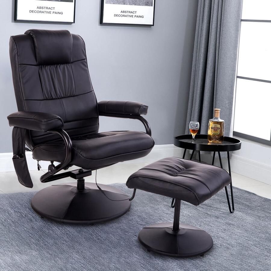 ZAZA Home Ontspan ligstond met leugenfunctie massagestoel tv -fauteuil tv -fauteuil met massagefunctie inclusief ontlasting synthetisch leer zwart 77 x 84 x 95 cm