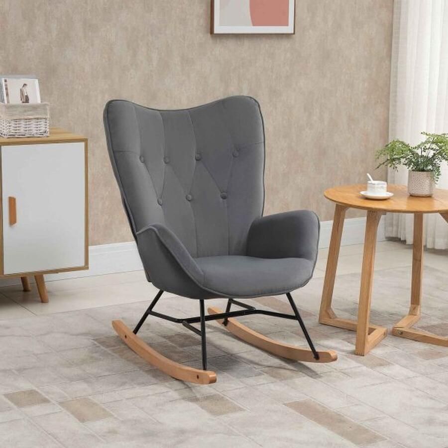 ZAZA Home Swingstoel met stalen frame gewatteerde ontspannen stoel fauteuil stoel woonkamer fauteuilge lounge met opgevulde stoel fluwelen -achtige polyester