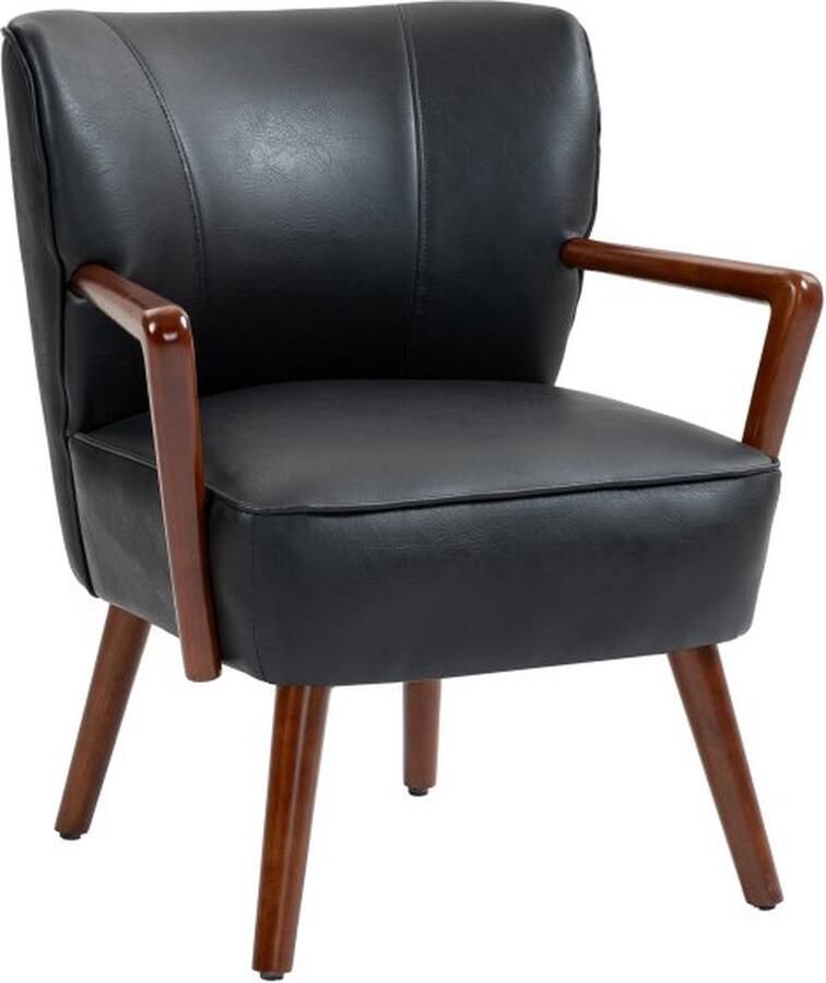 ZAZA Home gestoffeerde-loungestoel-met-armleuningen-houten-poten-kunstleer-stijlvolle-accentstoel-voor-woonkamer-en-slaapkamer