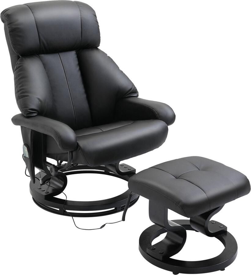 ZAZA Home Luxe Fauteuil Massage Relaxstoel met Voetenbank 10 Vibratiepunten en Verstelbare Rugleuning Zwart