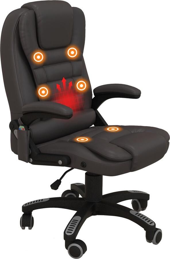 ZAZA Home MASSAGE VOORZICHT BUSCHAKS VOORZITTER VOORZICHTHOOFDE LANKAIER GAMINGSCHACHE 6 PUNT VIRLATIES MASSAGE MET WARMTE FUNCTIE SYNTHETISCH LEDER LERGAIER Roteerbaar (bruin)