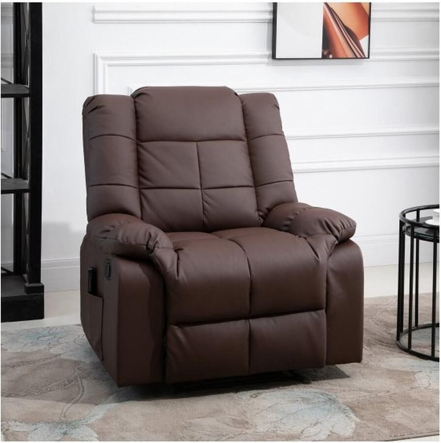 ZAZA Home Massagestoel televisie fauteuil elektrische ontspanning fauteuil met massagefunctie synthetisch leer hout schuim bruin 94 x 99 x 99 cm