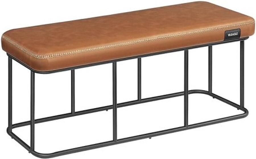 ZAZA Home Moderne Halbank Zitbank van kunstleer en stalen frame 300 kg draagvermogen in bruin karamel