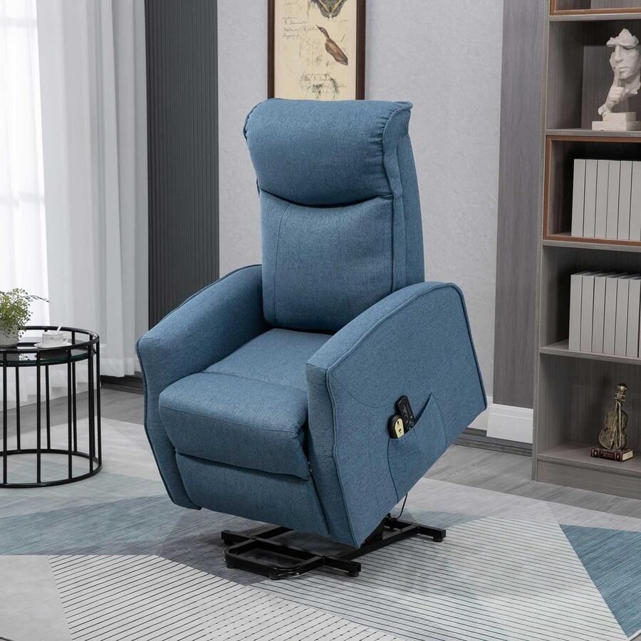 ZAZA Home Fauteuil met staande hulp massagestoel met afstandsbediening ontspanning leunstoel met voetsteun televisie fauteuil met zijzak