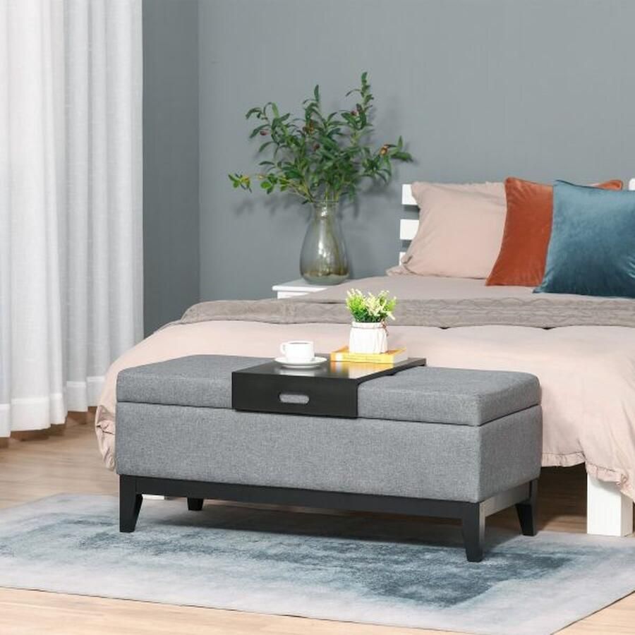 ZAZA Home Opbergbank – ComfortLiving – Gestoffeerd Multifunctioneel Grijs