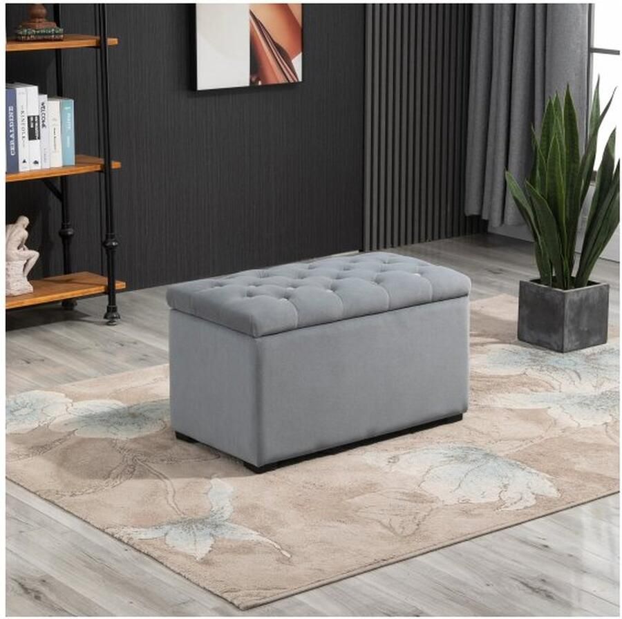 ZAZA Home 3 tlg. Bug met opslagruimte 2 x stoel kruk gestoffeerde stoelkist voetenbank opbergdoos voetsteun opvouwbaar laadbaar tot 130 kg 75x40x42 cm