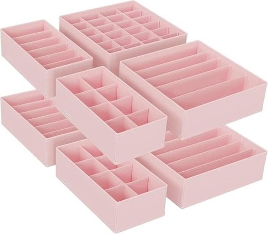 ZAZA Home Opbergdozen set van 8 voor ondergoed bh stropdas sokken lade-organizer en opbergsysteem voor garderobe roze
