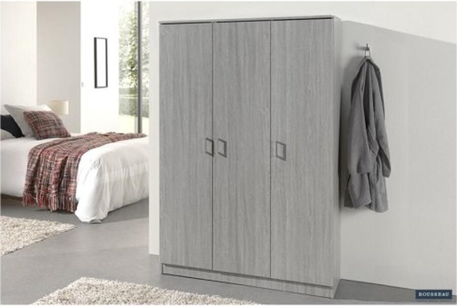 ZAZA Home Opbergkast 'Ray' 3 deuren en 4 legplanken Grijze eik Spaanderplaat en decor