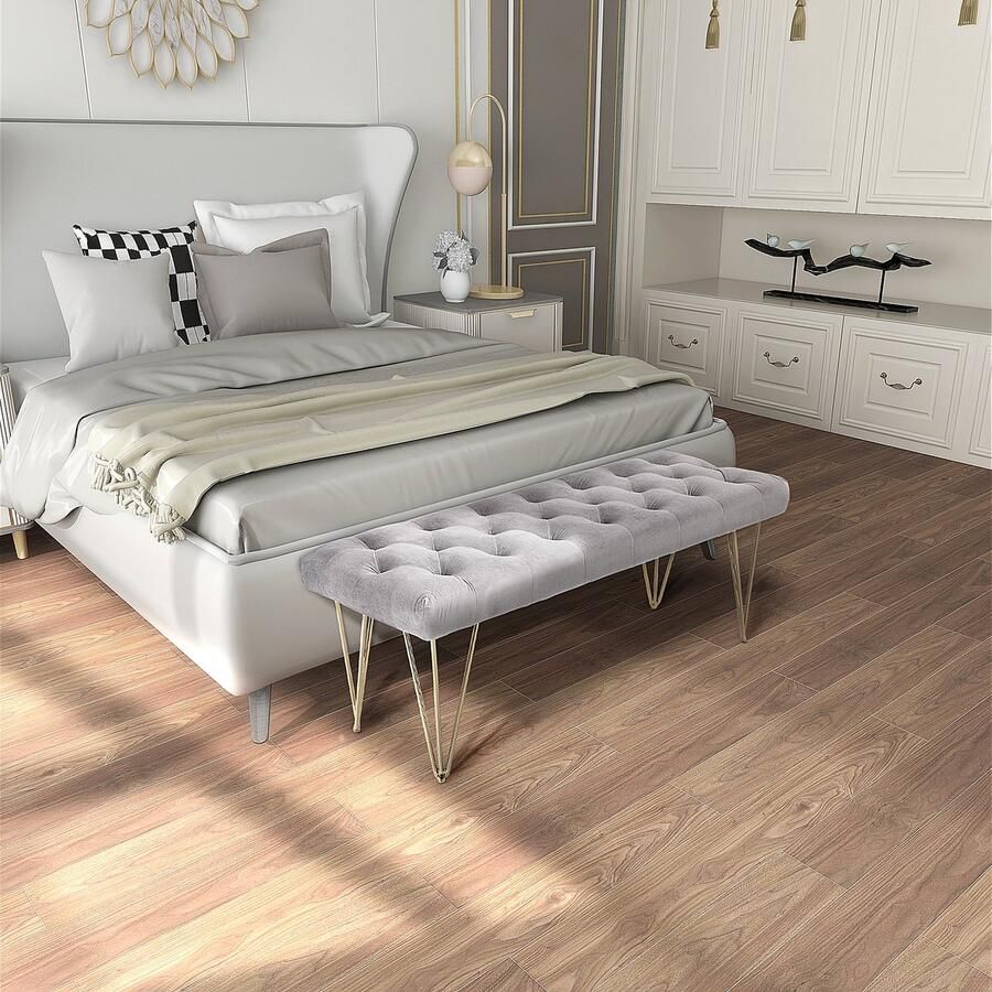 ZAZA Home Stoel schoenbank zitkist ingang fluweel grijs 116 x 44 5 x 49 cm