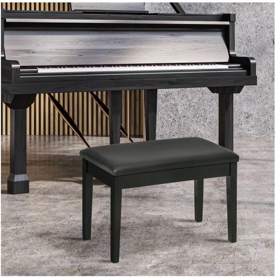 ZAZA Home Piano Bench Hoogte -verstelbare piano -ontlasting met verborgen opslagruimte pianhub met lederen kussens zwart 75 x 35 x 49 cm