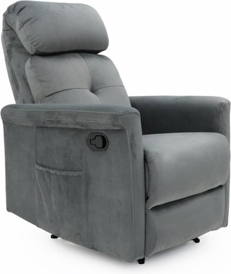 ZAZA Home Relax Fauteuil 'Wuhan' manueel verstelbaar Elephant Grijs Poten metaal en bekleding PU Max. 110 kg - Foto 2