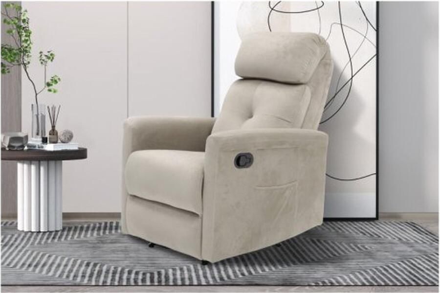 ZAZA Home Relax Fauteuil 'Wuhan' manueel verstelbaar Elephant Taupe Poten metaal en bekleding PU Max. 110 kg