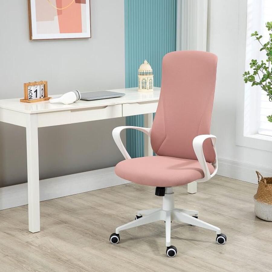ZAZA Home Roze Bureau Stoel met Kantel Functie en Verstelbare Hoogte in Ergonomisch Design
