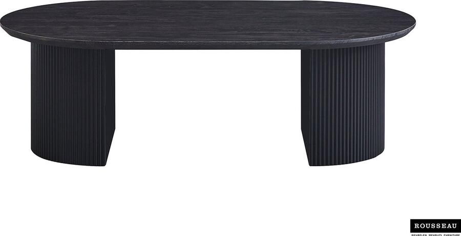 ZAZA Home Salontafel 'Lagos' 120 cm Ovaal Decor Donkerbruin Structuur mat top 25 mm met 3D papier - Foto 2