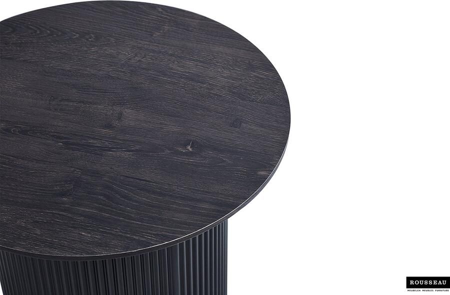 ZAZA Home Salontafel 'Lagos' 50 cm Rond Decor Donkerbruin Structuur mat top 25 mm met 3D papier - Foto 2