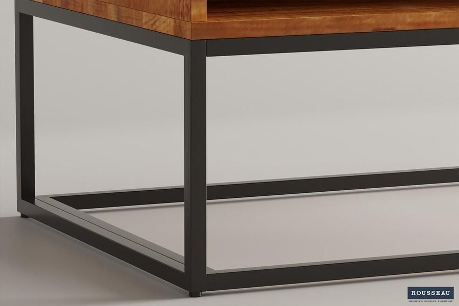 ZAZA Home Salontafel 'Madeira' met lade Mangolia Structuur metaal blad exotisch hout mangolia - Foto 2