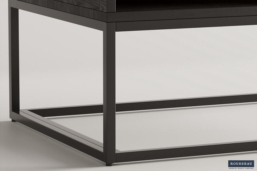 ZAZA Home Salontafel 'Madeira' met lade Mangolia zwart Structuur metaal blad exotisch hout mangolia - Foto 2