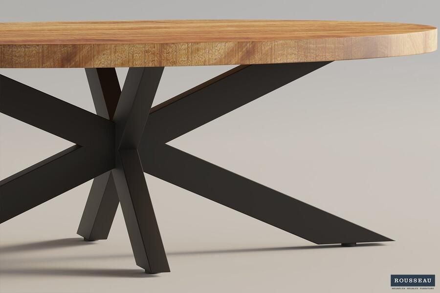 ZAZA Home Salontafel 'Madeira' Ovaal Mangolia Structuur metaal blad exotisch hout mangolia - Foto 2