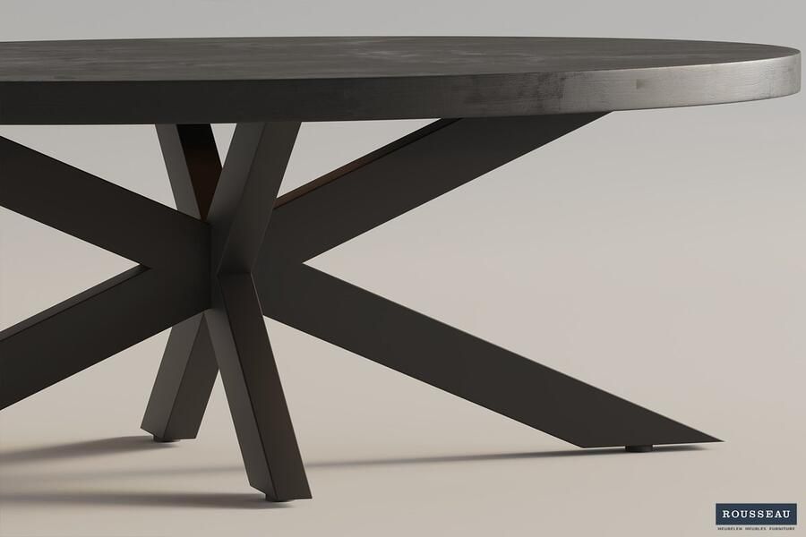 ZAZA Home Salontafel 'Madeira' Ovaal Mangolia zwart Structuur metaal blad exotisch hout mangolia - Foto 2