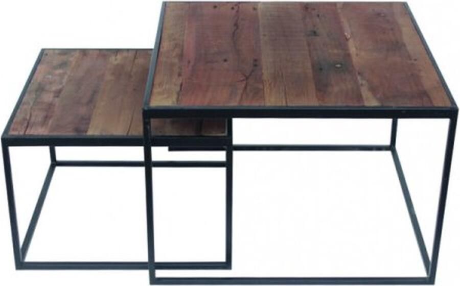 ZAZA Home Salontafel 'Quinn' 2-delig Mangolia Structuur metaal blad exotisch hout mangolia - Foto 2