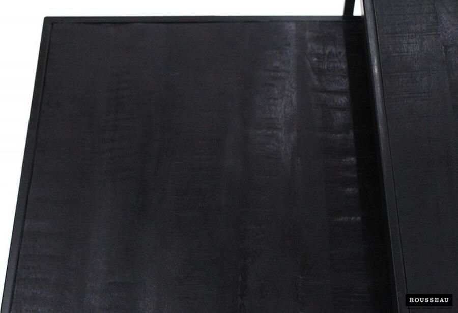 ZAZA Home Salontafel 'Quinn' 2-delig Zwart Structuur metaal blad exotisch hout mangolia - Foto 2