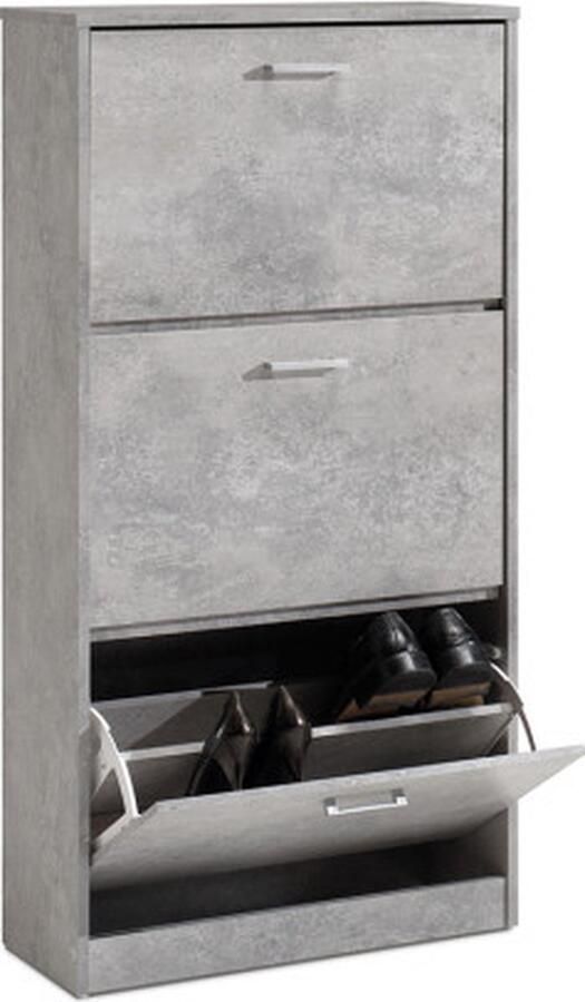 ZAZA Home Schoenenkast 'Carini' 3 laden Beton Spaanderplaat en decor - Foto 2