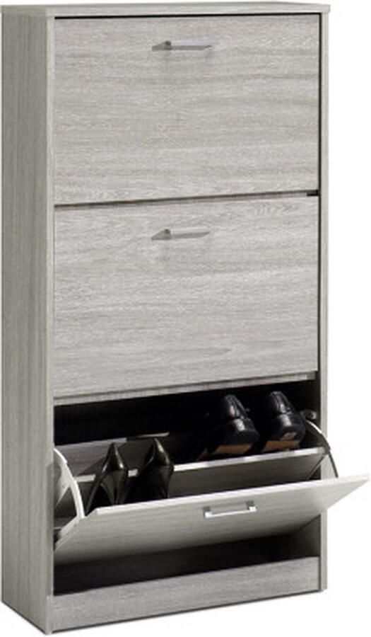 ZAZA Home Schoenenkast 'Carini' 3 laden Grijze eik Spaanderplaat en decor