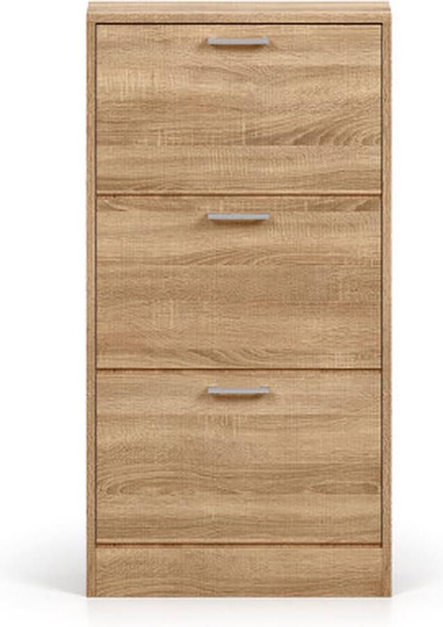 ZAZA Home Schoenenkast 'Carini' 3 laden Sonoma Spaanderplaat en decor