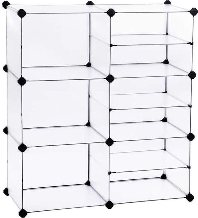 Songmics Schoenenrek reksysteem met haken en verdelers modulaire kunststof kledingkast plug-in plank kubus eenvoudige montage voor kleding speelgoed kinderkamer wit LPC36W