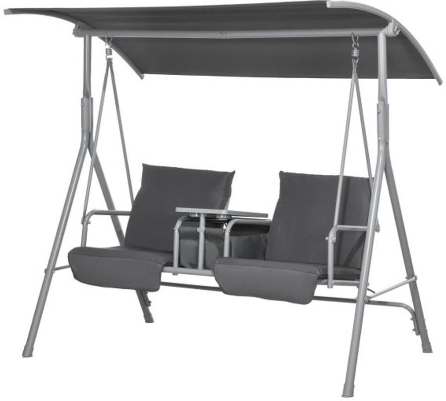 ZAZA Home Schommelbank HappyHome Met luifel Inclusief dienblad Zwart