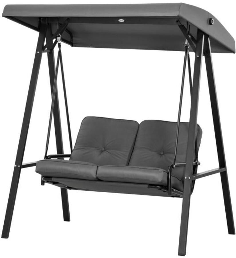 ZAZA Home Schommelbank – Hollywood Verstelbaar dak – Kussens Donkergrijs