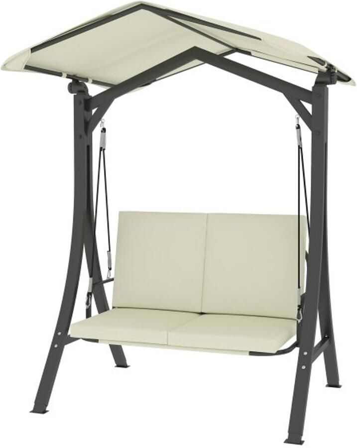 ZAZA Home Schommelbank LuxeComfort Verstelbaar zonnedak Crèmekleurig