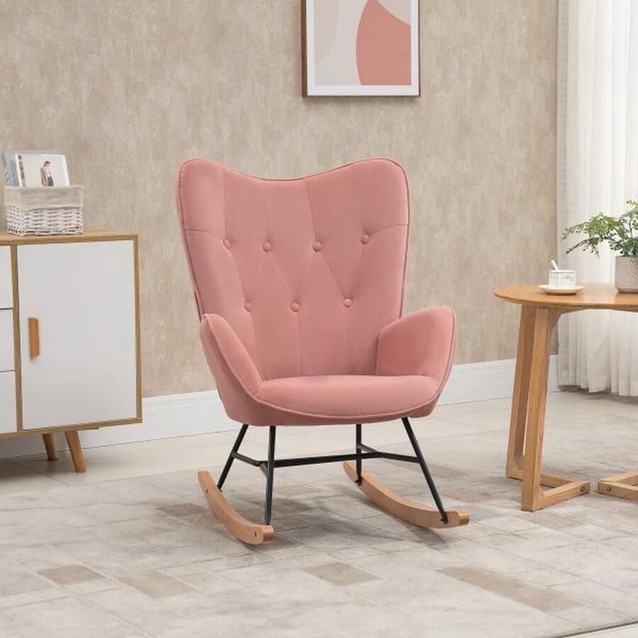 ZAZA Home Swingstoel met stalen frame gewatteerde ontspannen stoel fauteuil stoel woonkamer fauteuilge lounge met opgevulde stoel fluwelen -achtige polyester