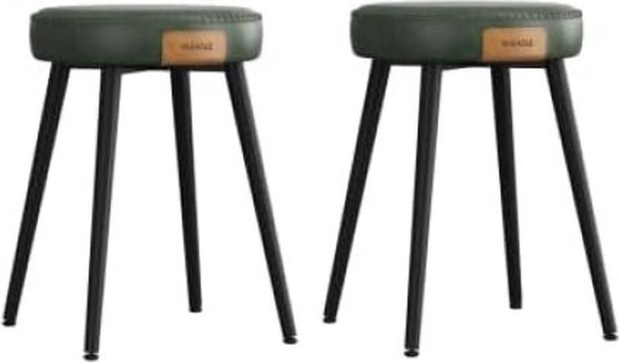 ZAZA Home Set van 2 eetkamerstoelen van kunstleer in bosgroen 48 2 cm hoog voor in keuken en eetkamer