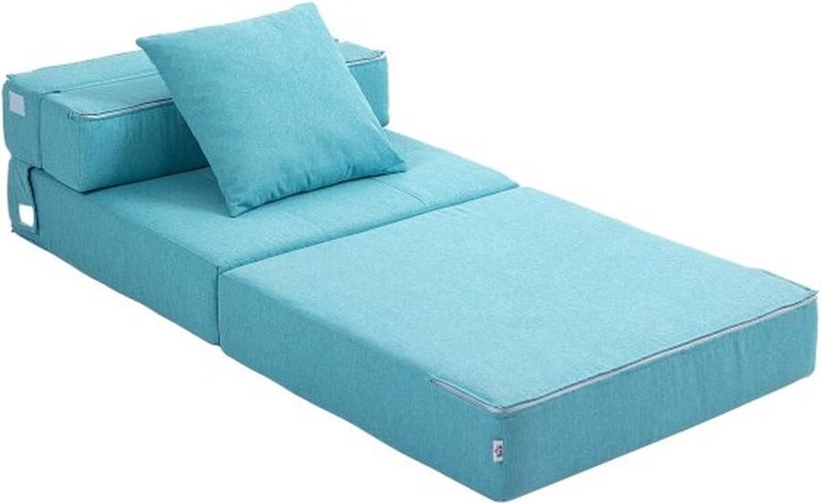 ZAZA Home Klapstoel bed slaapbank 2-in-1 opklapbare stoel met slaapfunctie relaxstoel met kussen logeerbed tot 100 kg belastbaar blauw